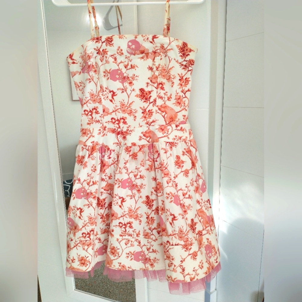 Betsey Johnson Skulls and Floral Party Dress